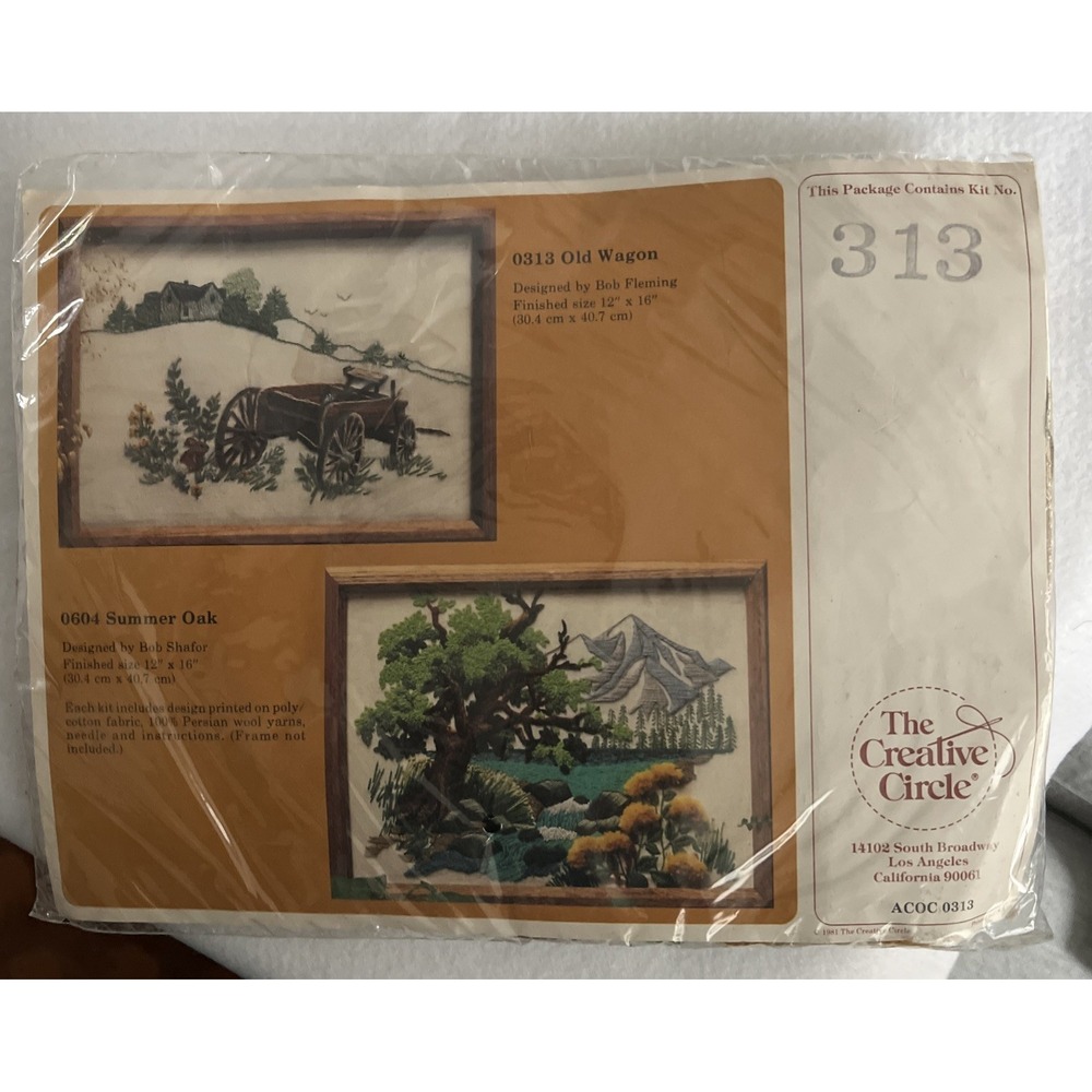 Vintage 1978 Creative Circle 0313 Old Wagon Needlepoint Kit - New Sealed Kit Mad